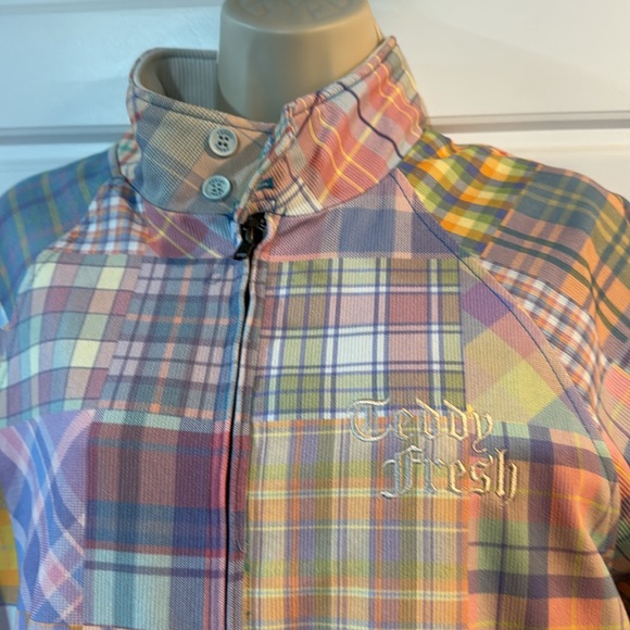 Teddy Fresh Plaid Patchwork Grandpa Corduroy Jacket Medium - Picture 2 of 9